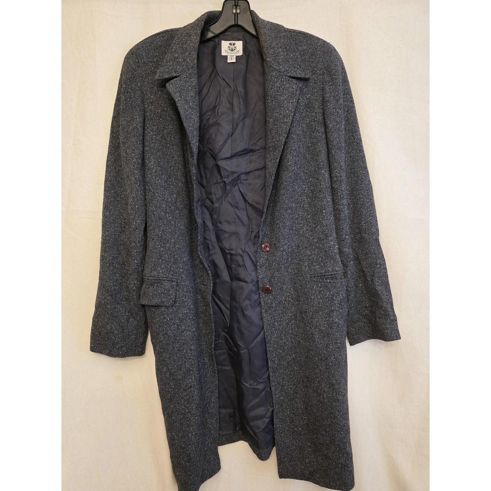 Vintage Renfrew Coat Womens 8 Gray Tweed Wool‎ Blend Single Breasted Long USA